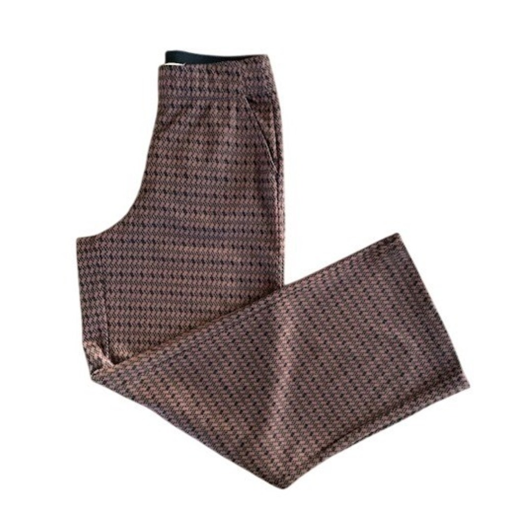 Max Studio London Retro Houndstooth Wide Leg Pants Women Size S Fall Brown Black